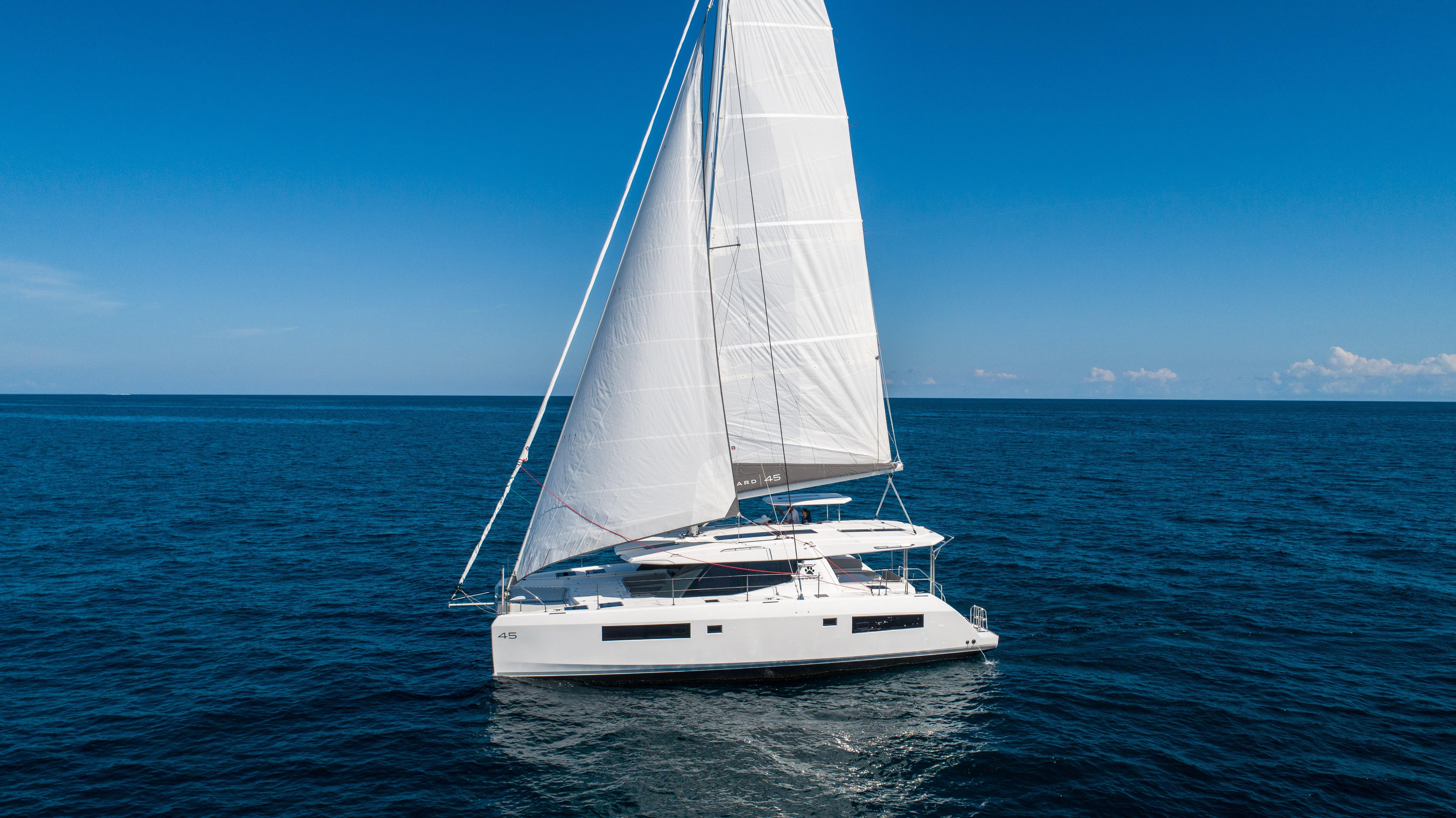 leopard catamaran blue water